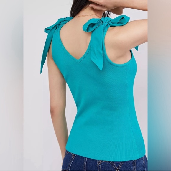 NWOT Maeve Bow-Tie Tank size XS Extra Small in Teal Blue - Picture 1 of 5